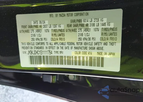 2025 Mazda Cx-70 3.3 Turbo S Premium from USA, damaged, VIN JM3KJDHC1S1111754